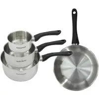 Fackelmann Topf-Set: 1 Topf (24 cm Durchmesser) und 3 Töpfe (12, 16 und 20 cm Durchmesser) aus Edelstahl, Marke , Modell Geneva