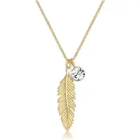 Elli Halskette Feder Boho Kristall 925 Sterling Silber Elli Gold