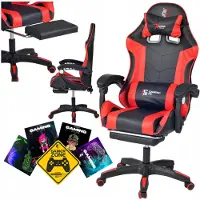 Ekspand | Gamingstuhl Fg02 - Rot - Gesamthöhe 115-123 cm - Ergonomisch - mit Massagekissen