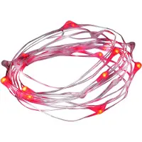 Näve LED-Lichterkette - 220 cm lang, im Landhaus Stil, aus Kunststoff, rot, 20 LED – für Innenräume – Batteriebetrieb – Schiebeschalter