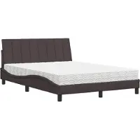 Syfax Bett mit Matratze "Hanko" Dunkelbraun 140x190 cm Stoff