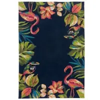 Gino Falcone Teppich "Rosetta 020 Flamingos" Gr. 4, blau, B:160cm H:15mm L:230cm, Kunstfaser, Teppiche, Teppich, besonders weich durch Microfaser, In- und Outdoor geeignet, Wohnzimmer