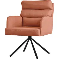 ML-Design Esszimmerstühle drehbar Orange Wohnzimmerstühle mit Arm- und Rückenlehne Rückenkissen Metallbeine Polyesterbezug Drehstuhl Auto-Position