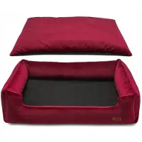 HUGGY DOGGY Burgunderrotes PREMIUM-Bett für einen kleinen Hund, Yorkie, S
