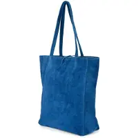 Vera Pelle Damen Shopper Tasche aus Wildleder, Blau, Groß, W18