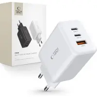 TechProtection C65W 3-Port-Netzwerkladegerät PD65W/QC3.0 Weiß