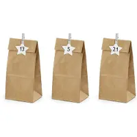 Party Deco Adventskalendertüten, Kraft (1 Packung / 24 Stück)