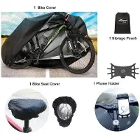 Unyqoos Wasserfeste Fahrradabdeckung aus 210T Nylon mit Silberbeschichtung – robust, UV- & wetterfest, für 1–2 Fahrräder, inkl. Aufbewahrungstasche, Sitzbezug & Handyhalter