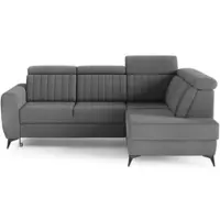 Beautysofa Ecksofa CONNOR II, Dunkelgrau, L-Form - mit Schlaffunktion, Bettkasten & Ottomane rechts