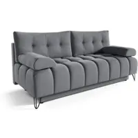 Beautysofa Sofa 3-Sitzer BERGEN mit Schlaffunktion & Bettkasten, Dunkelgrau