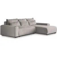 Beautysofa | Ecksofa BENNY L mit Schlaffunktion und Bettkasten, Cappuccino – Ottomane rechts – Modernes Polstersofa