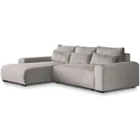 Beautysofa | Ecksofa BENNY L mit Schlaffunktion und Bettkasten, Cappuccino – Ottomane links – Modernes Polstersofa