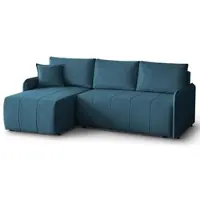 Beautysofa Ecksofa Capri L-form mit Schlaffunktion, Bettkasten & universeller Ottomane, Blau