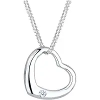 Elli DIAMONDS Silberkette "Halskette Herz Liebe Romantik Diamant (0.03 ct.) 925 Silber" Gr. 45, weiß, Halsketten, Damen, Silber 925 (Sterlingsilber), Silberkette
