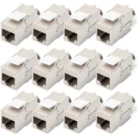 Digitus CAT 6A Keystone Modul, geschirmt, werkzeugfreier Montageanschluss - 12 Stk., Flach, Silber, RJ-45, Stecker, 10GBase-T, Phosphor/Bronze