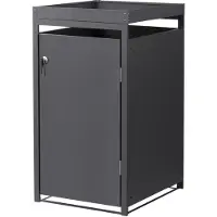 ML-Design Mülltonnenbox 1er mit Pflanzdach für 1 Mülltonne, 240L 68x80x124 cm, Anthrazit, Stahl, wetterfest/abschließbar