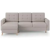 Beautysofa Ecksofa VINCI mit Schlaffunktion und Bettkasten, Cappuccino Velo 624, Uniwersalle Ottomane