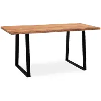 Wohnling Esszimmertisch 180x90x76cm Akazie Massivholz Metall Baumkante Trapezbeine Schwarz