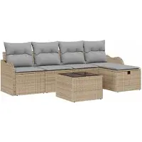 vidaXL Gartensofa-set 6 Stk. 4-Sitzanzahl Beige und Hellgrau
