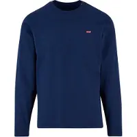 Levi's Langarmshirt , Herren, Gr. S, blau (navy), Jersey, Obermaterial: 100% Baumwolle, bestickt, unifarben, normal hüftbedeckend, Rundhals, Shirts Langarmshirt, mit Logo-Applikation, Topseller