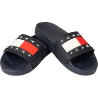 Tommy Hilfiger Strandpantoffeln Pantoffeln Frau JEANS Artikel EN0EN00474 FLAG POOL SLIDE, EUR 40 - UK 6,5 - USA 9 - CM 25,5, Gomma 100%