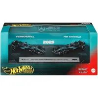 Hot Wheels Premium Mercedes-AMG PETRONAS F1-Team 2er-Pack mit den Rennwagen von George Russell und Kimi Antonelli, Fahrzeug, 14 Jahr(e), Kunststoff, Metall, Mehrfarbig