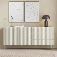 Ravio Sideboard MUTI 177 cm kaschmir riffeloptik 3 schubladen push-to-open