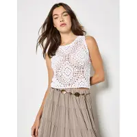 Apricot Spitzentop "Diamant-Crop-Top" Gr. 38, weiß, Tops, Damen, M (38), Strick, Obermaterial: 100% Polyacryl PAN., gemustert, Spitzentop, mit Häkeldetails