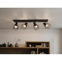 Meine Wunschleuchte Industrial Deckenstrahler 4-flammig Metall Schwarz Spots schwenkbar, Breite 70cm