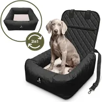 Bluzelle Hunde Autositz Auto Hundesitz, 2-in-1 Hundebett Hundekorb für Kleine Hunde & Mittlere Hunde, Waschbarer Bezug Abnehmbar Wasserfest Gepolstert Schwarz