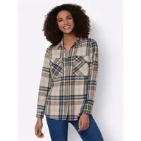 Casual Looks Flanellbluse , Damen, Gr. 50, blau (mittelblau, elfenbein, kariert), 100% Baumwolle, gemustert, kariert, mehrfarbig, Blusen Flanellbluse