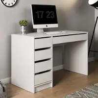 Ravio Schreibtisch Schminktisch MIA 120 cm Weiß Matt 5 Schubladen Universal Montierbar Modern