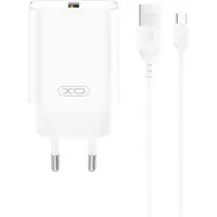 XO Wandladegerät CE33 QC 18W 1x USB weiß + USB-C-Kabel