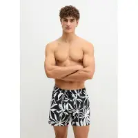 Marc o'polo Badeshorts "Allover Prints", Herren, Gr. XL (58), N-Gr, schwarz-weiß (schwarz, weiß cotton print), Microfaser, Obermaterial: 100% Polyester, Badehosen Badeshorts