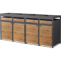 ML-Design Mülltonnenbox mit Pflanzdach für 4 Tonnen 240L 264x80x124 cm Stahl