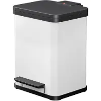 Hailo Öko duo Plus M Tret-Mülltrenner - freistehender 2 x 9 Liter Doppelmülleimer aus Stahlblech - Mülltrennsystem mit soft close Deckel - 2-fach Abfalltrenner für die Küche - Weiß