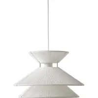 Frandsen Pendellampe Kiku weiß, Ø 35,5 cm, Metall/Leinen