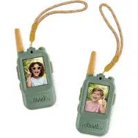 Zazu Video Walkie Talkie für Kinder mit Kamera – 2er Set, 300m Reichweite, 2.0” Bildschirm, USB wiederaufladbar, 5 Stimmeffekte & 16 Filter – Funkgerät mit Video für Indoor & Outdoor (Grün)