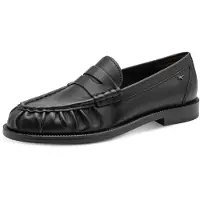 Tamaris Slipper , Damen, Gr. 38, Textil, schwarz, Glattleder, unifarben, Schuhe Slipper, Blockabsatz, Businessschuh, Halbschuh in Mokassin-Optik