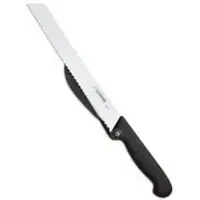Johannes Giesser Messerfabrik Giesser Brotmesser mit Abstandshalter, Schneidet kinderleicht Brot, Kuchen, Braten, Melone in gleichmäßige Scheiben, 1 Stück, Klingenlänge: 24 cm
