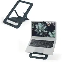 Leitz Ergo Laptopständer 6346-00-89, für 1 Laptop/Tablet 10-17", ergonomisch, ultraflach, zusammenklappbar, höhenverstellbar, Aluminium, dunkelgrau