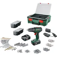Bosch UniversalDrill 18 Akku-Bohrschrauber (inkl. 2 x 1,5 Ah Akkus, Systembox und 241 Zubehörteilen) – PowerForAll