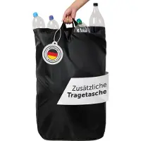Blumtal Pflandflaschen Sammelbehälter 100L - Pfandflaschen Tasche für Bambus Pfandflaschen Organizer - Leergut Sammelbehälter mit Loch in Schwarz