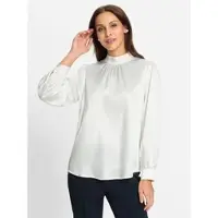 Inspirationen Satinbluse , Damen, Gr. 36, beige (ecru), 97% Polyester, 3% Elasthan, unifarben, Blusen Satinbluse