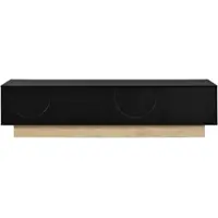 MODFU Schwarz TV Schrank mit Stauraum TV-Lowboard Geschwungenes Design Griffloses Möbel mit Kabelmanagement Für Wohnzimmer geeignet