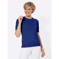 Casual Looks Kurzarmpullover "Pullover", Damen, Gr. 40, blau (royalblau), 50% Baumwolle, 50% Polyacryl, unifarben, Pullover Kurzarmpullover