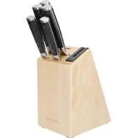 KitchenAid Messerblock Gourmet Birke-Edelstahl 6-tlg - Messerset mit Schleifer