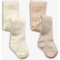 Minymo Strumpfhosen - 2er-Pack - Bambus - Rib - Off White - - 92/98 - Strumpfhosen