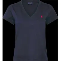 Ralph Lauren für Damen. 211B14611008 Marineblaues T-Shirt mit V-Ausschnitt (M), Lässig, Baumwolle, Kurzarm