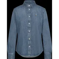 Ralph Lauren für Damen. 211969458001 Slim Fit Denim Hemd blau (48), Lässig, Baumwolle, Langarm